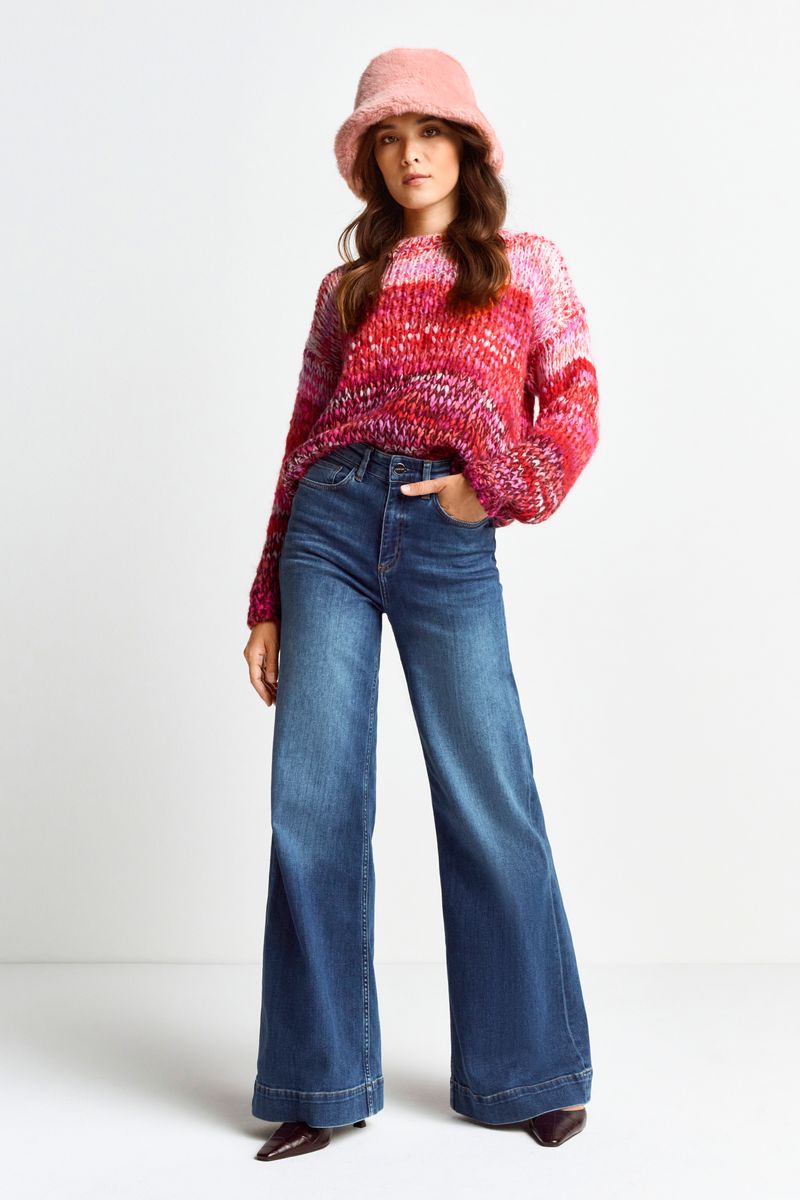 Crew neck with print yarn