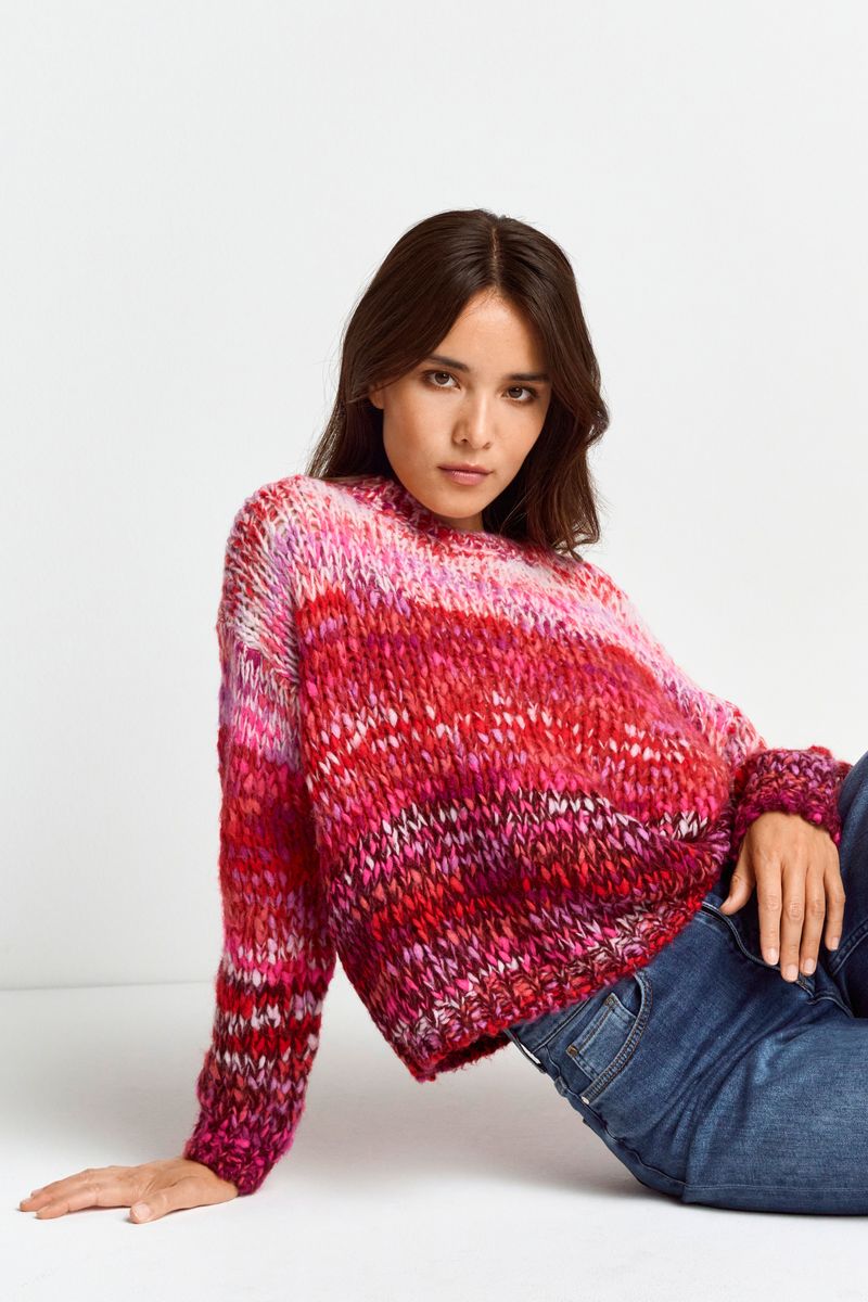 Crew neck with print yarn