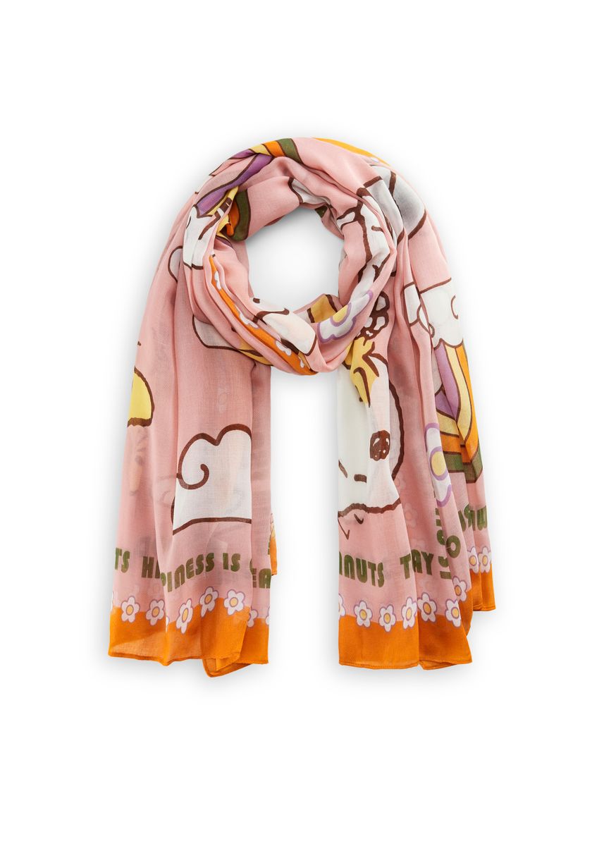 Peanuts Schal aus recyceltem Polyester mit Snoopy & Woodstock Print