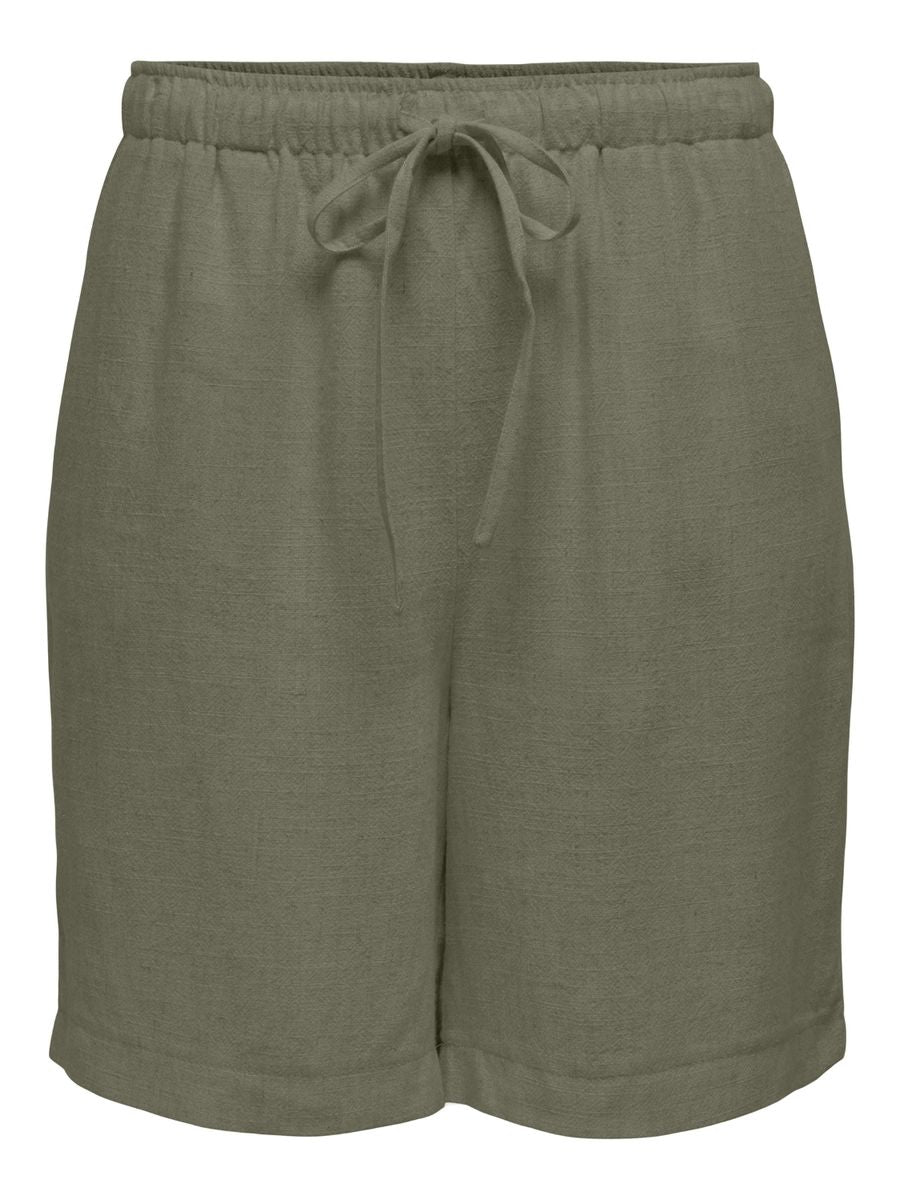 ONLSIESTA MW PULL-UP LINEN BL SHORTS PNT