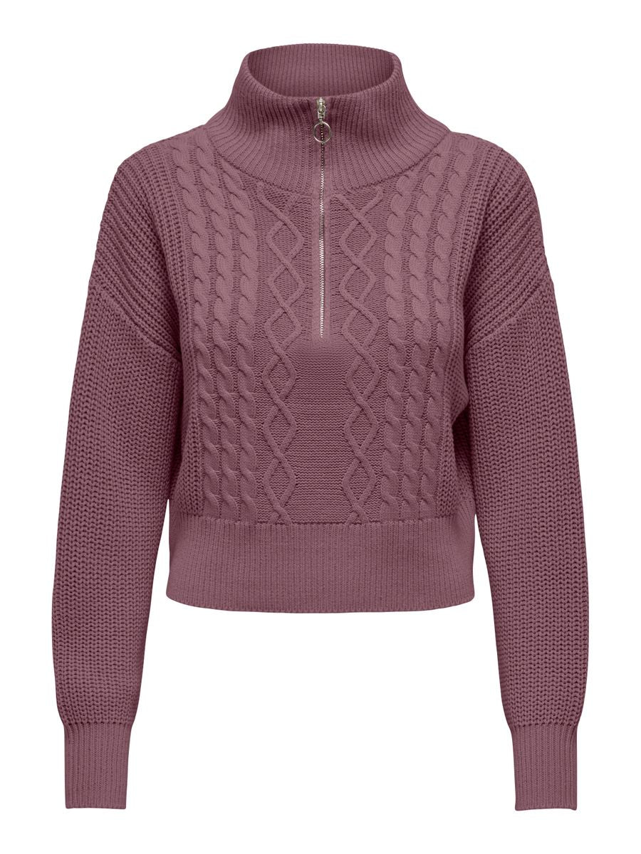 ONLDORITTA LS CABLE ZIP HIGH NECK KNTNCA