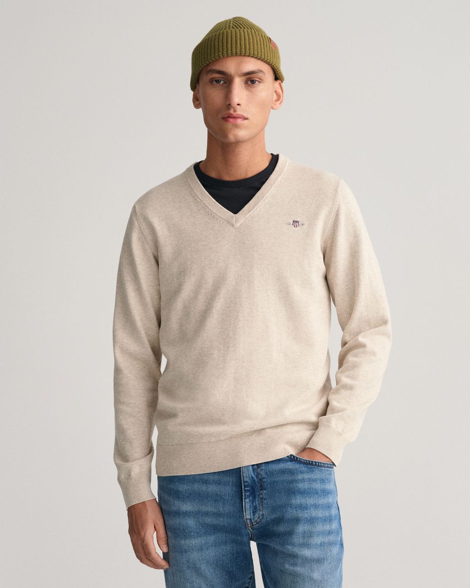 Klassischer V-Neck Pullover aus Baumwolle