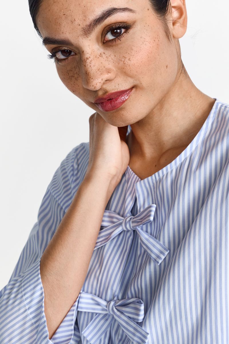 Striped blouse with bow