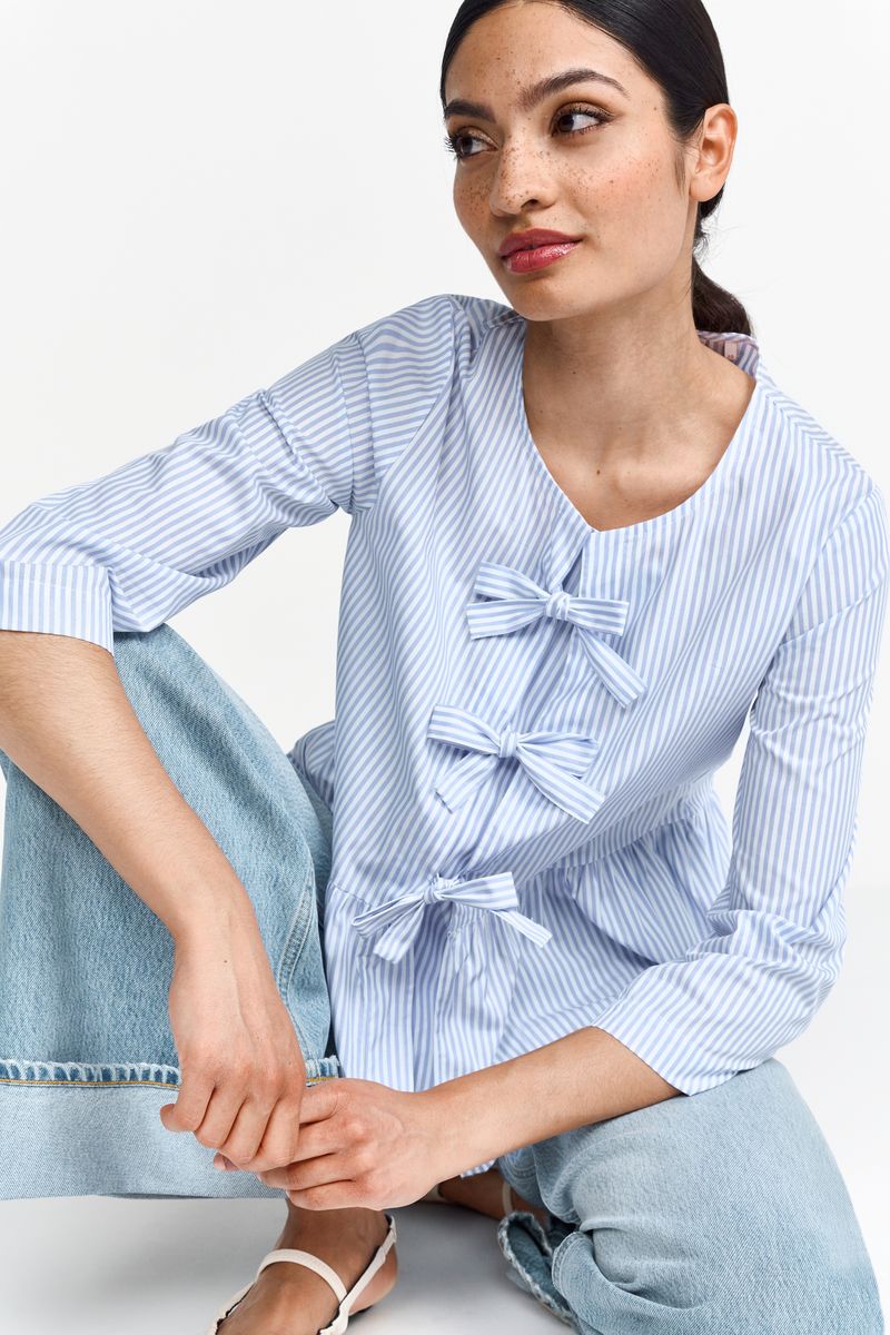 Striped blouse with bow