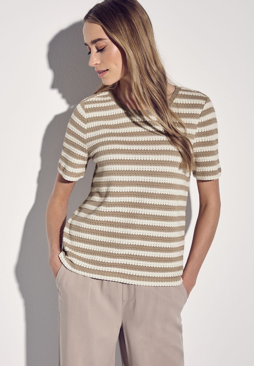 Strick-Look Streifenshirt