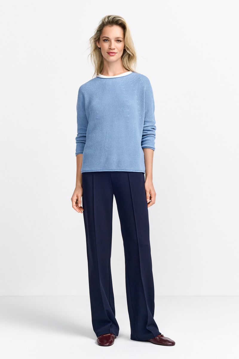 Seamless Crew-neck Half Cardigan Organic
