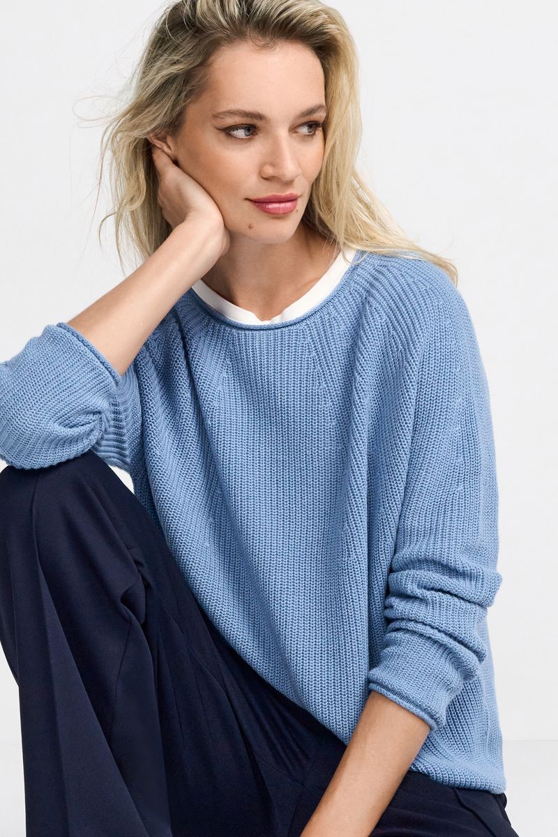 Seamless Crew-neck Half Cardigan Organic