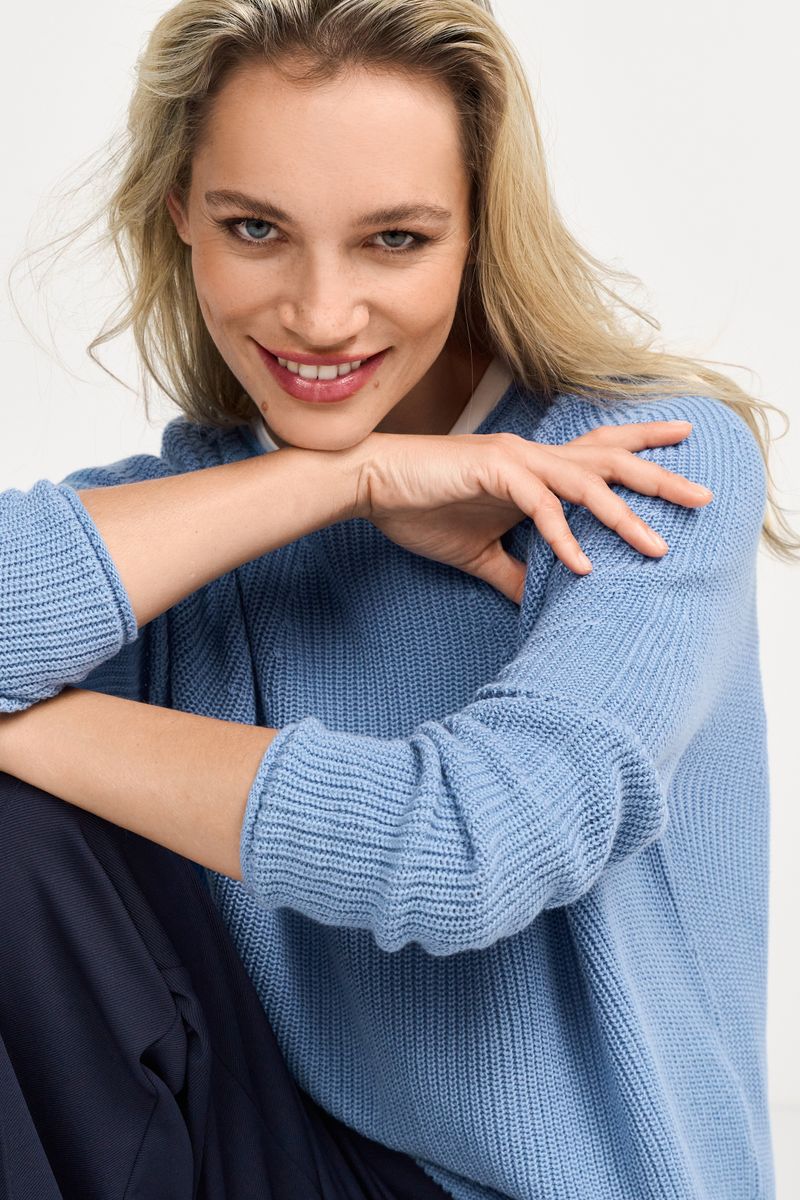 Seamless Crew-neck Half Cardigan Organic