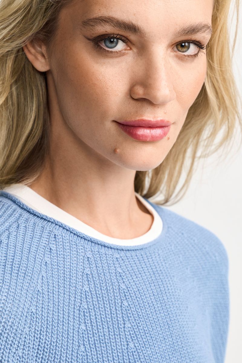 Seamless Crew-neck Half Cardigan Organic