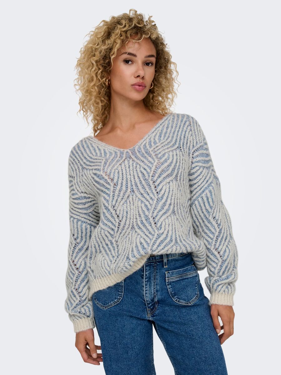 ONLELIN LIFE LS V-NECK CC KNT