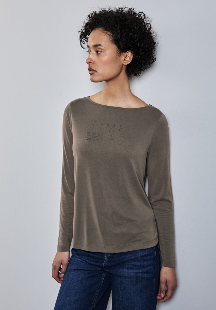 Silk-Look Shirt mit Wording
