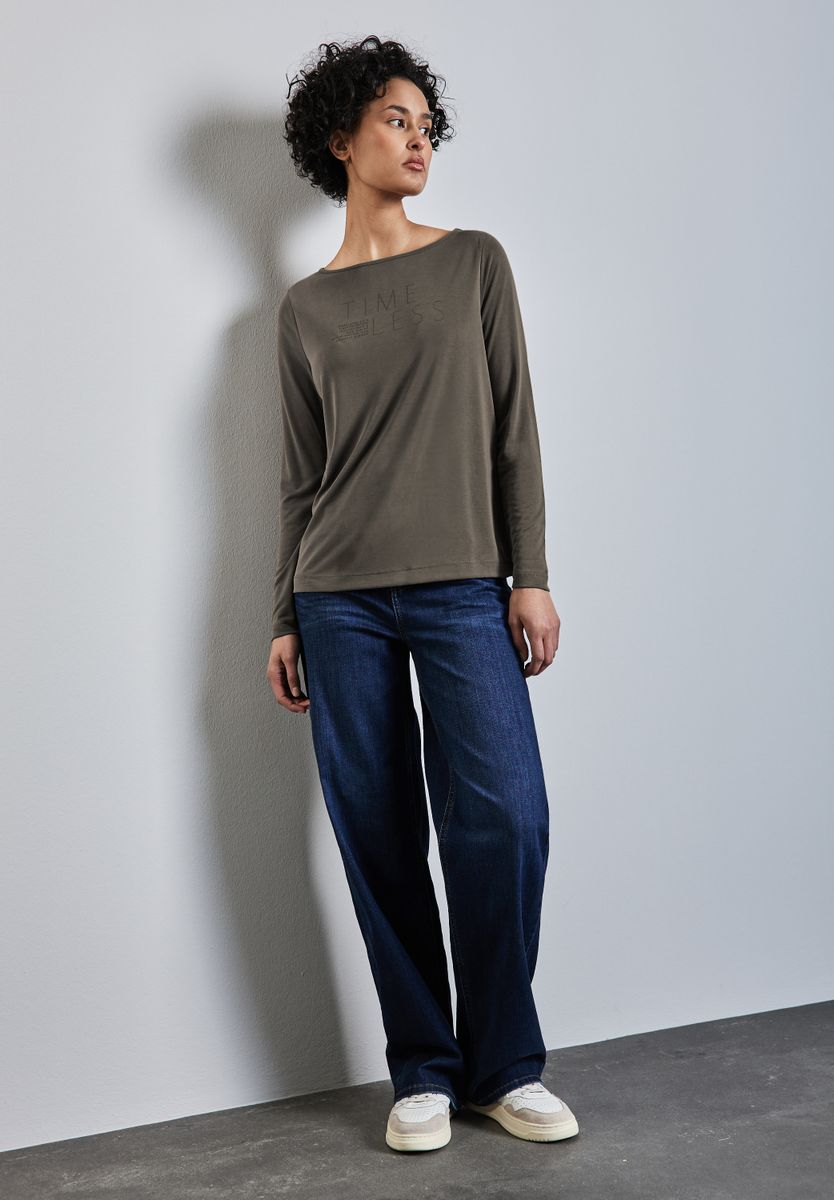 Silk-Look Shirt mit Wording
