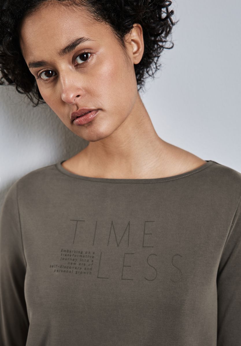 Silk-Look Shirt mit Wording