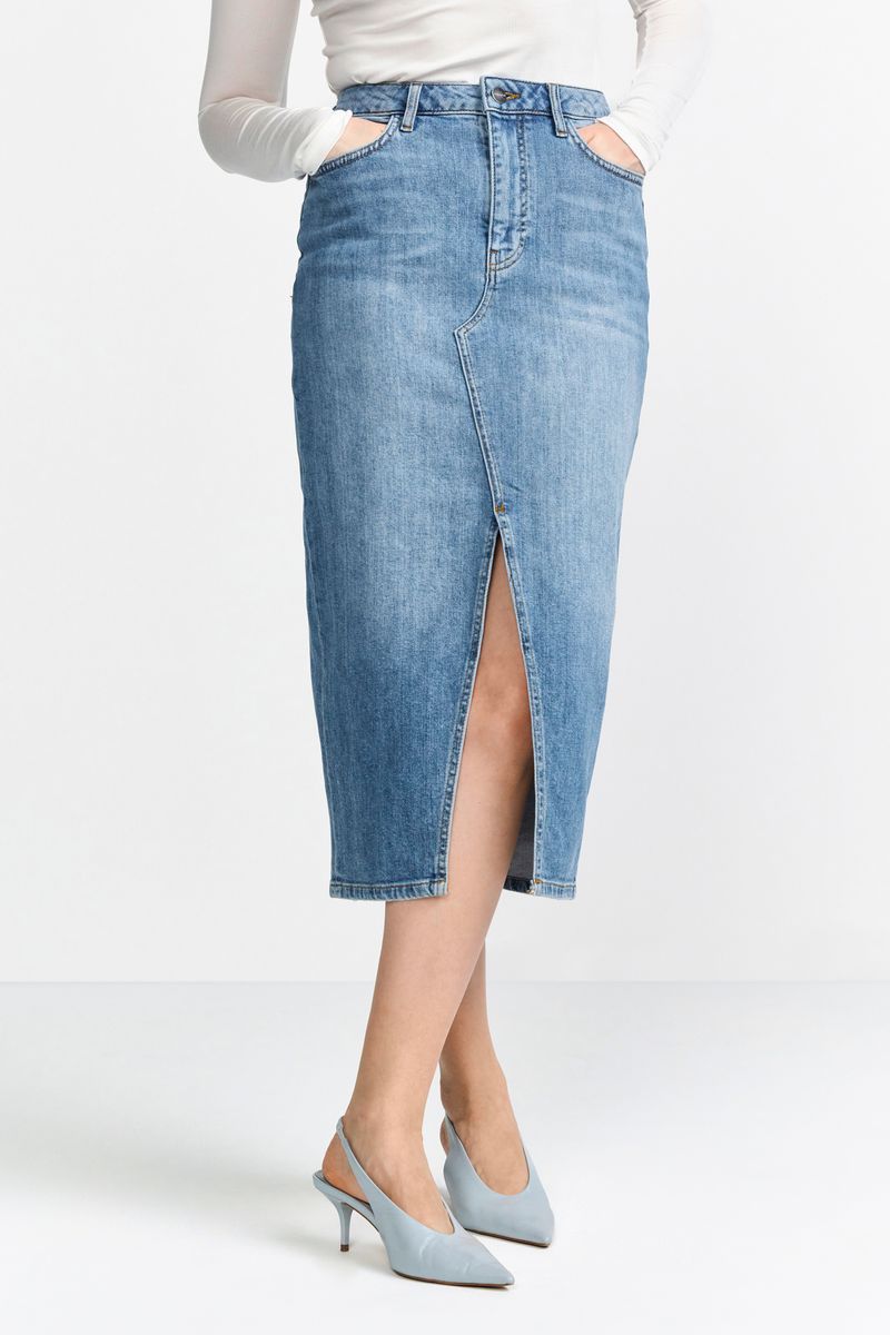 Blue denim skirt