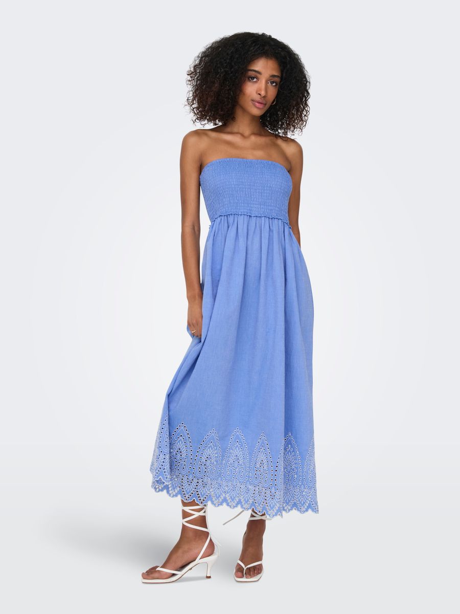 ONLTULUM EMB SMOCK MAXI DRESS WVN