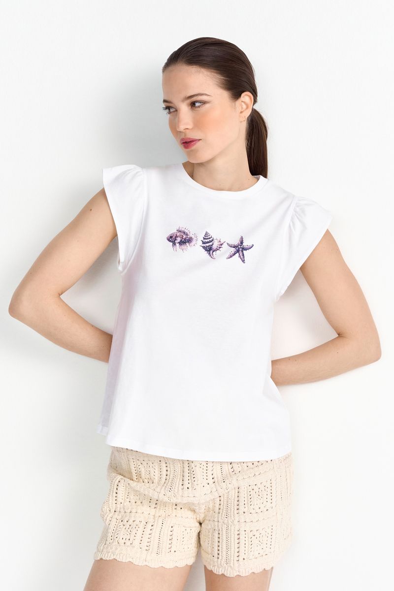 Top with Ruffles + Sea Print
