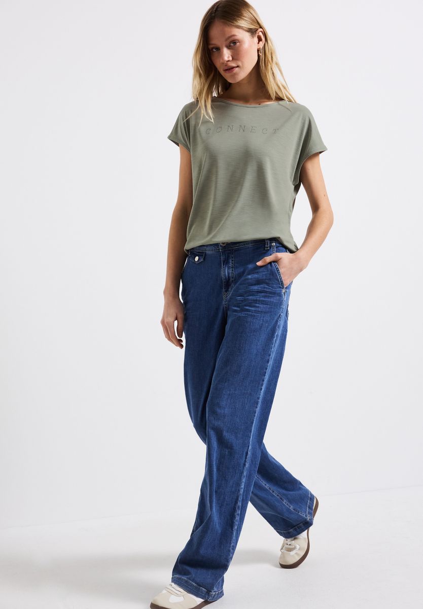 Silk-Look Shirt mit Wording