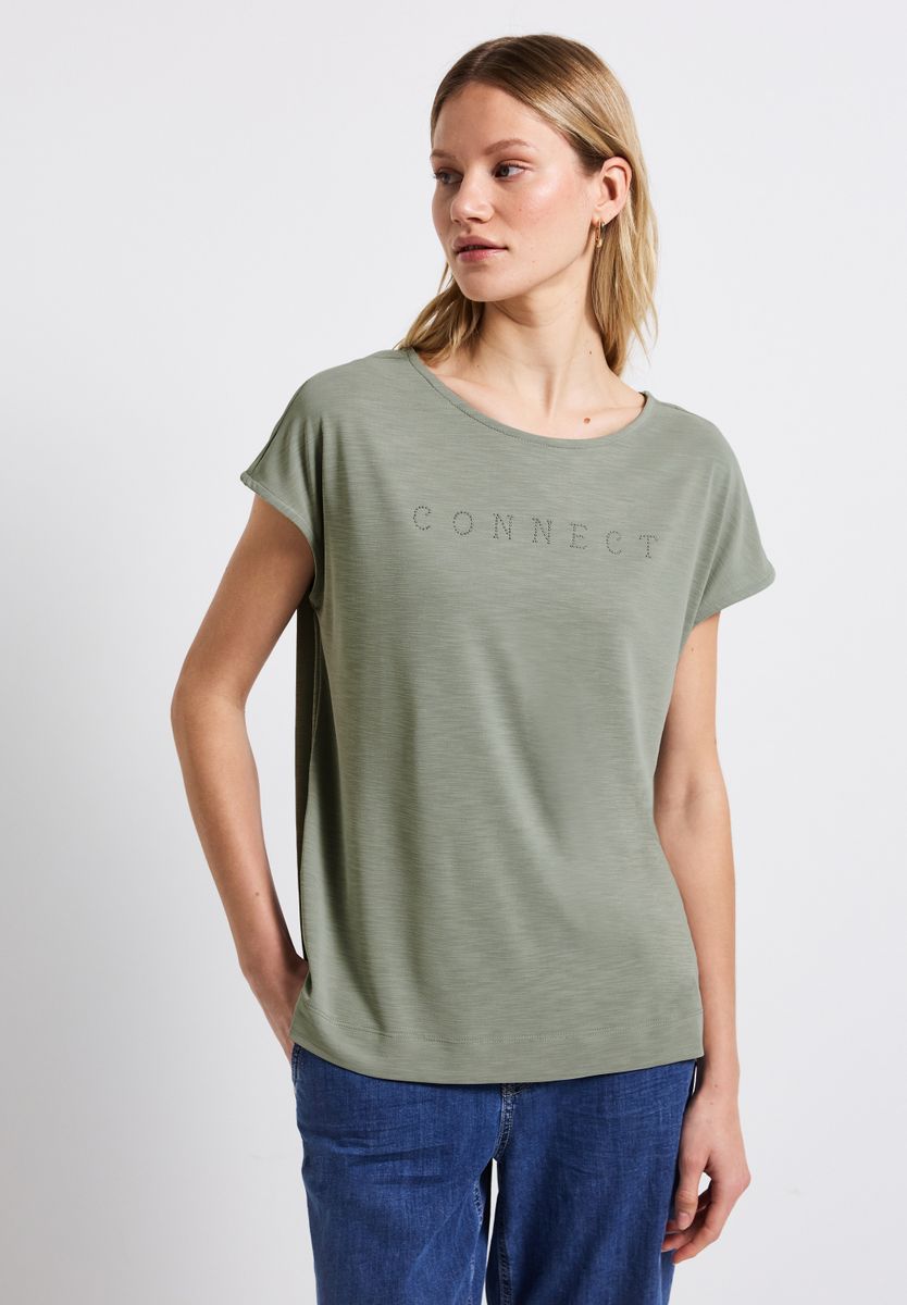Silk-Look Shirt mit Wording