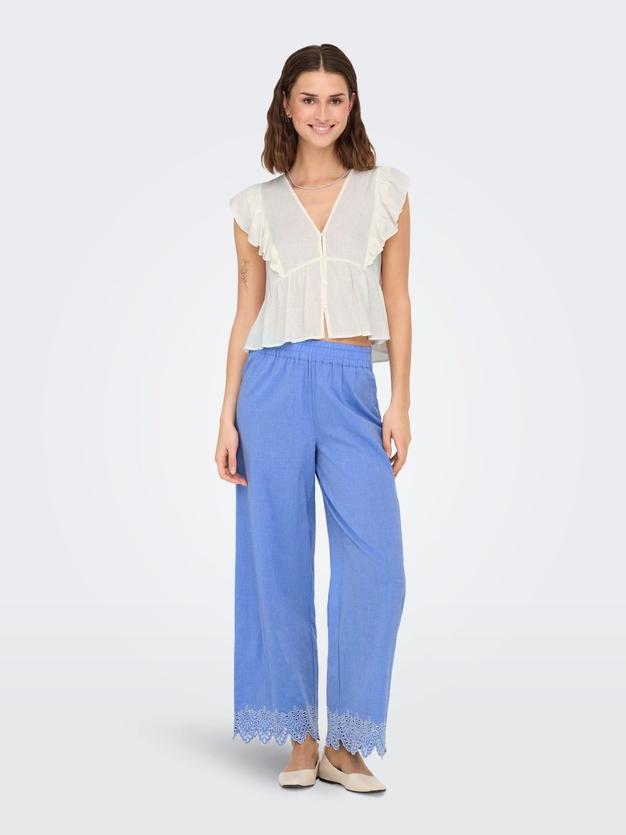 ONLPAULA TULUM EMB PULL-UP PANT WVN