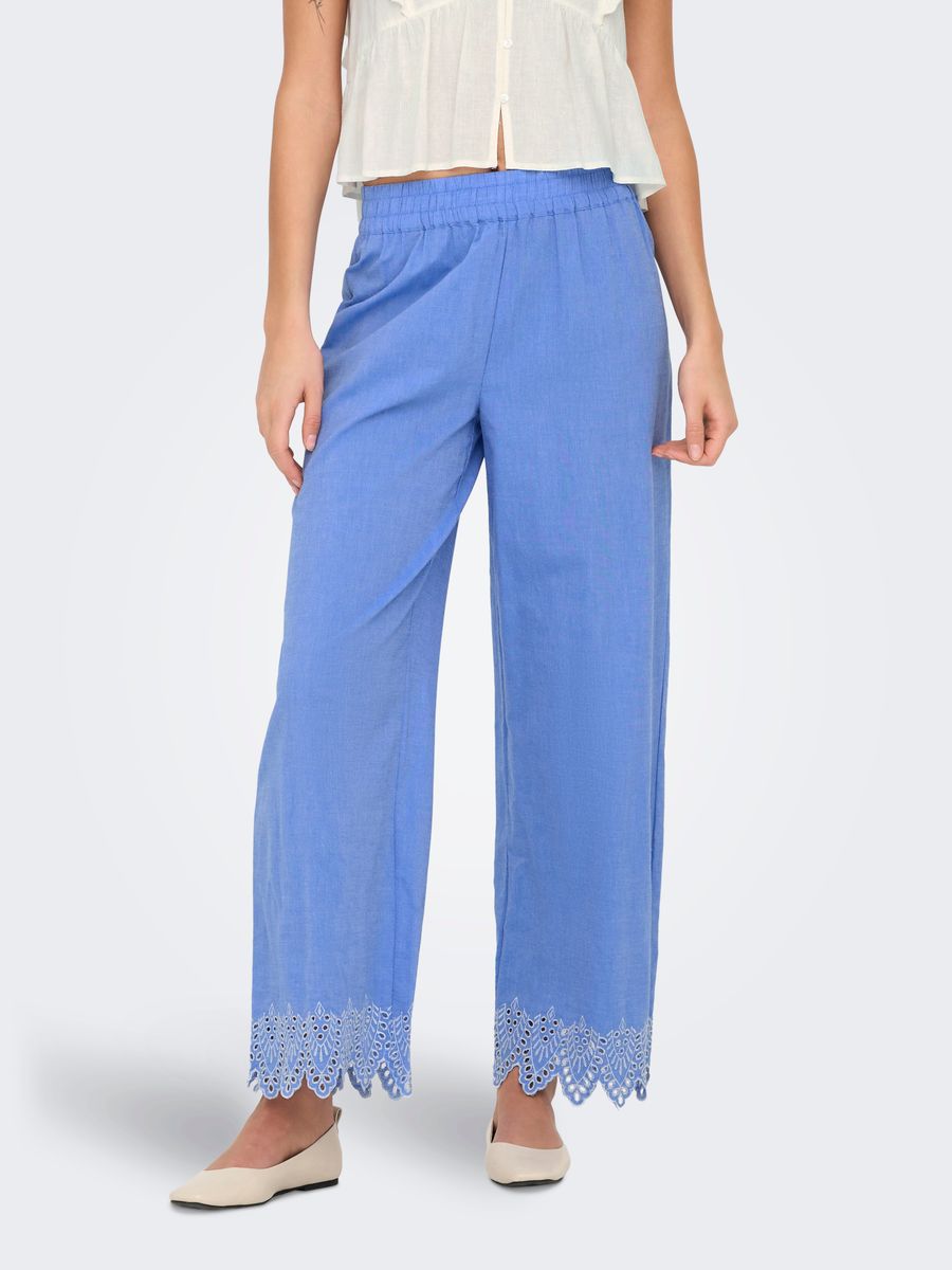 ONLPAULA TULUM EMB PULL-UP PANT WVN