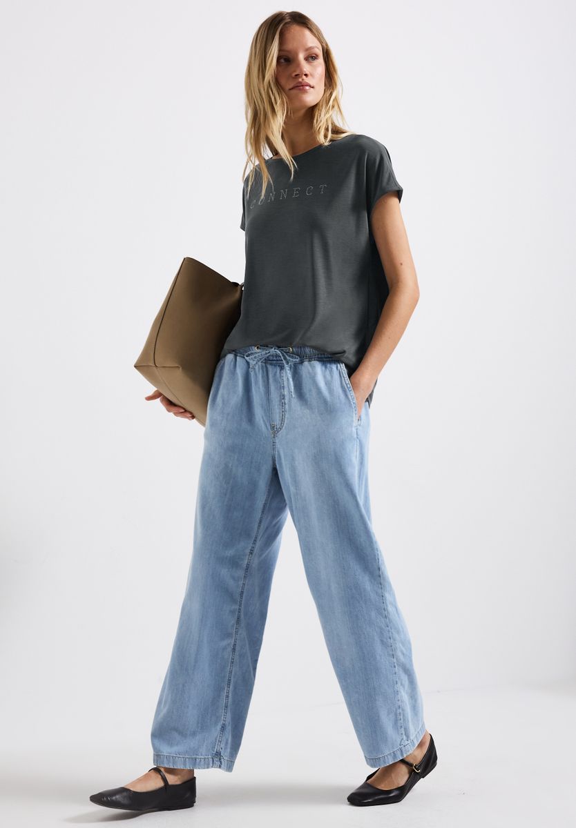 Silk-Look Shirt mit Wording