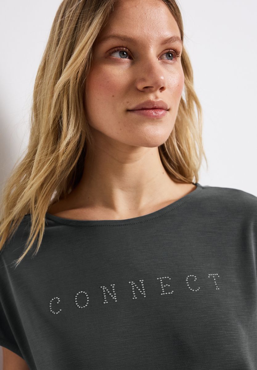 Silk-Look Shirt mit Wording