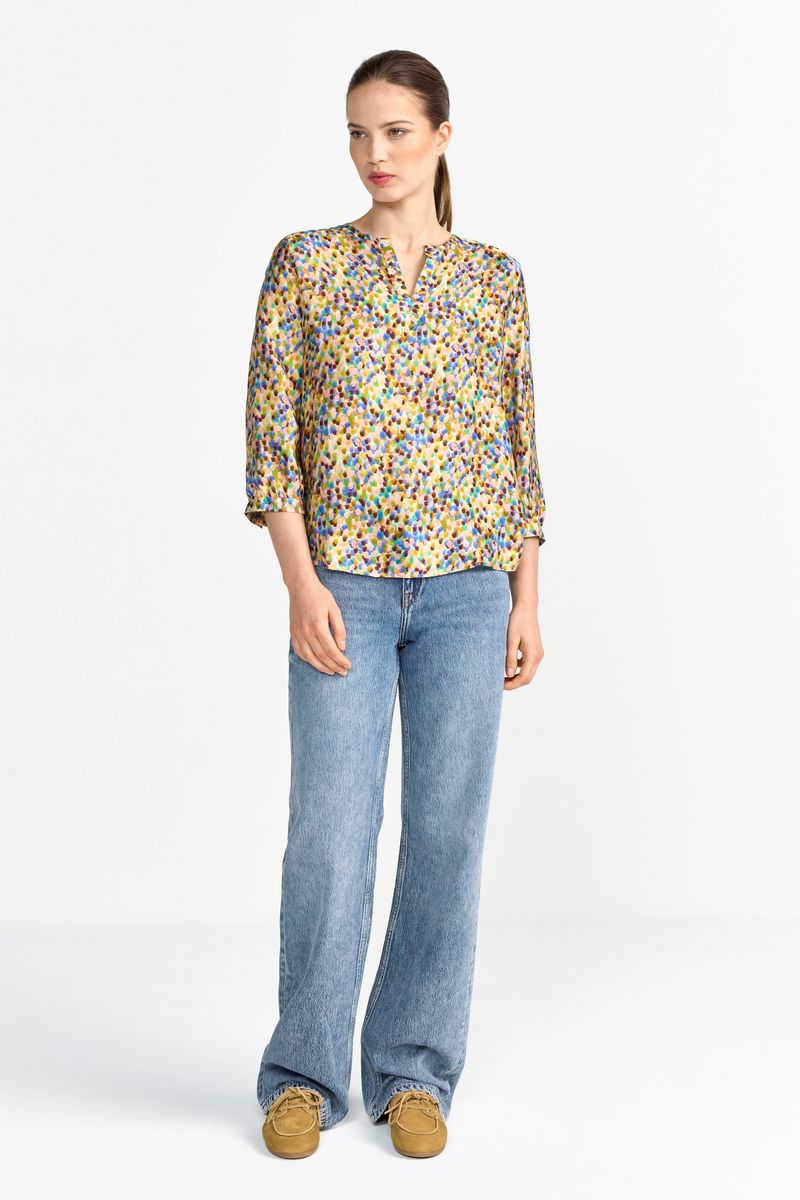 Printed V-Neck Blouse