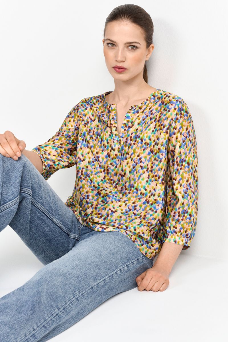 Printed V-Neck Blouse