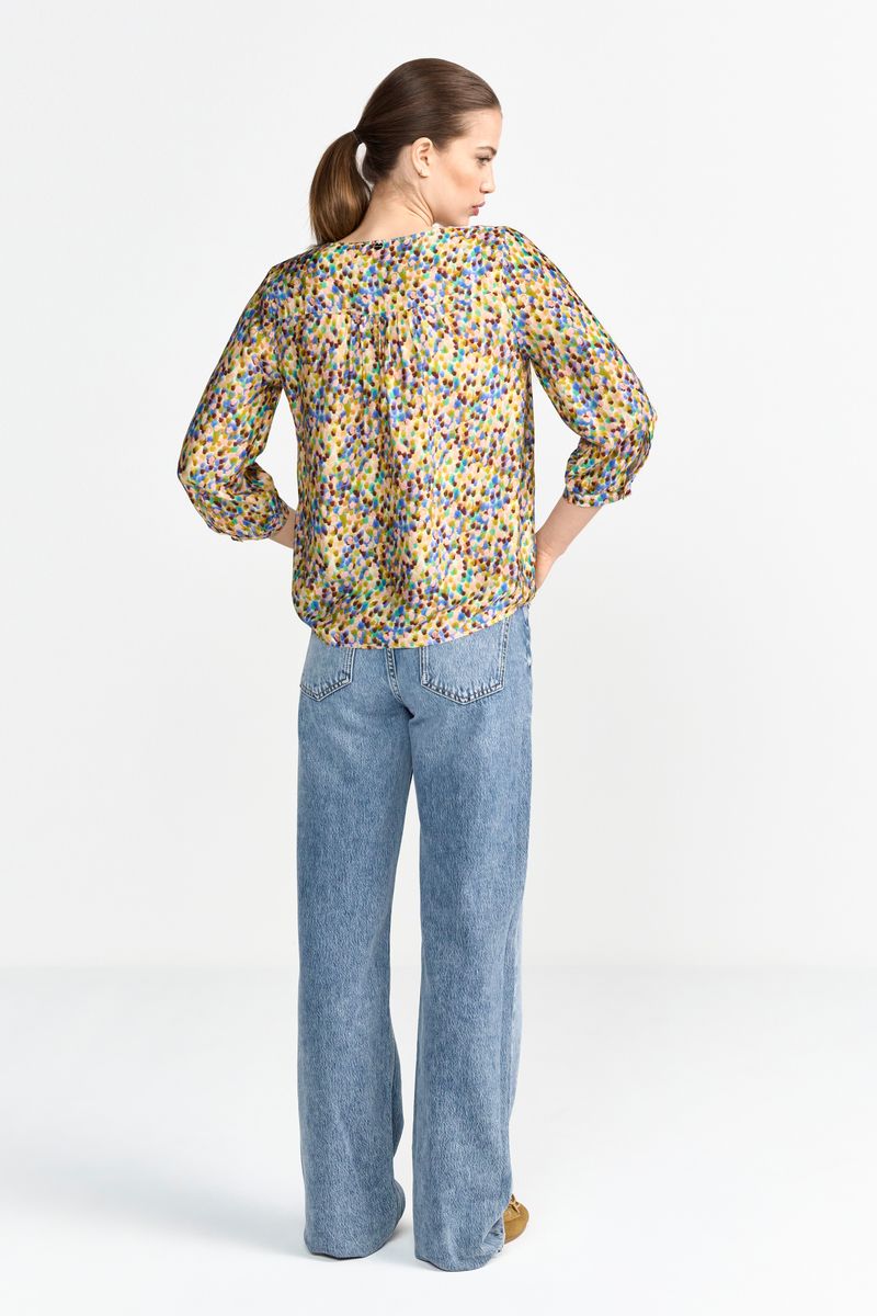 Printed V-Neck Blouse