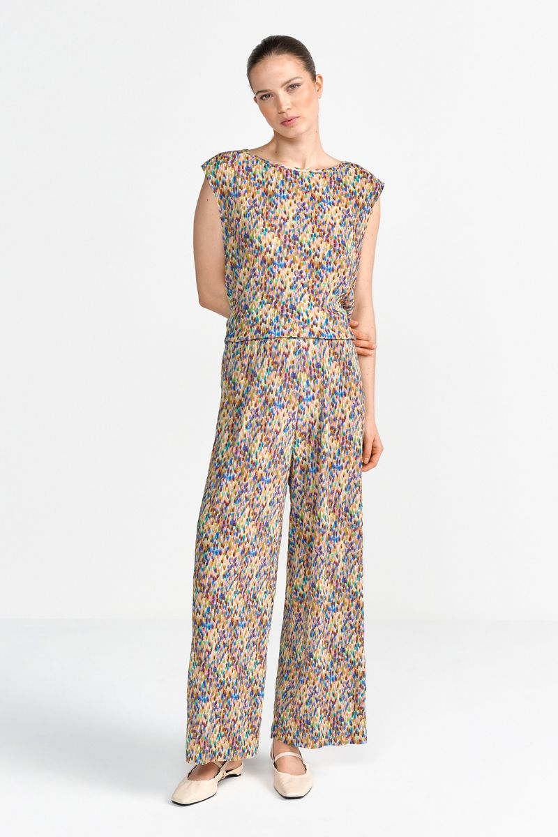 Printed Crinkle Pants