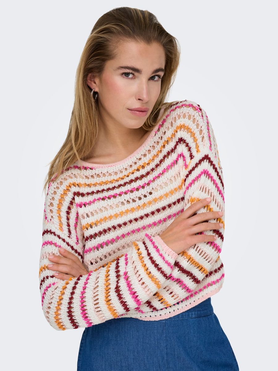 ONLGEENA LS SHORT STRIPE BOATNECK CC KNT