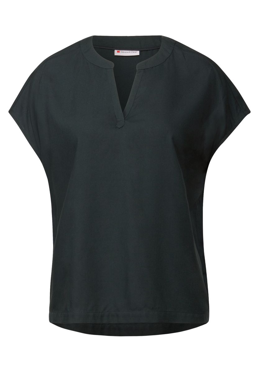 Split Neck Bluse in Unifarbe