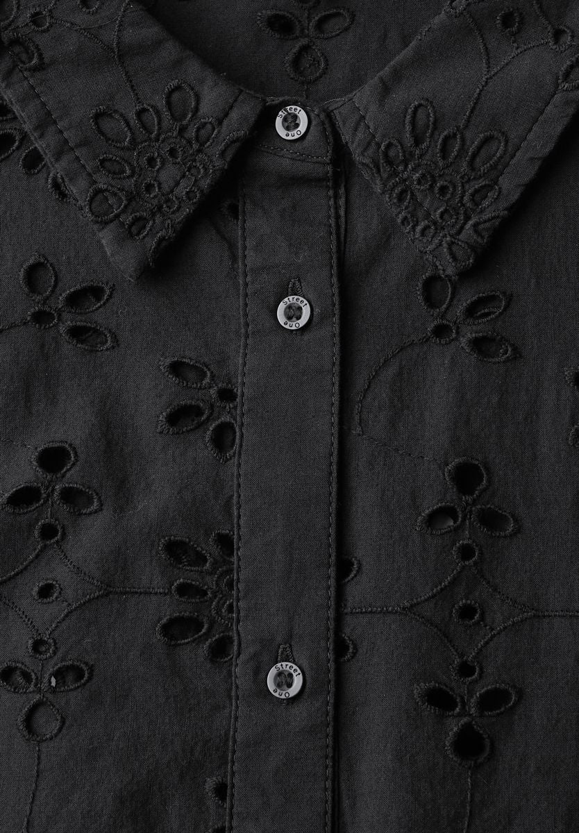 Hemdbluse mit Lochstickerei