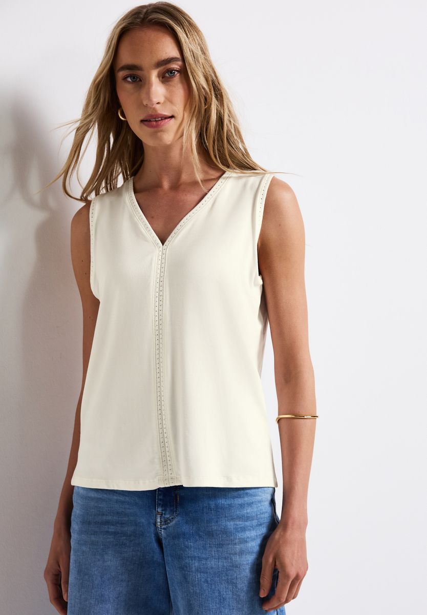 Jersey-Top mit Häkeldetails