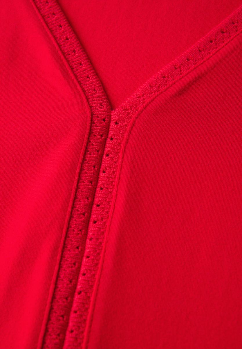 Jersey-Top mit Häkeldetails