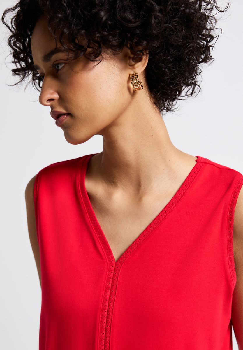 Jersey-Top mit Häkeldetails