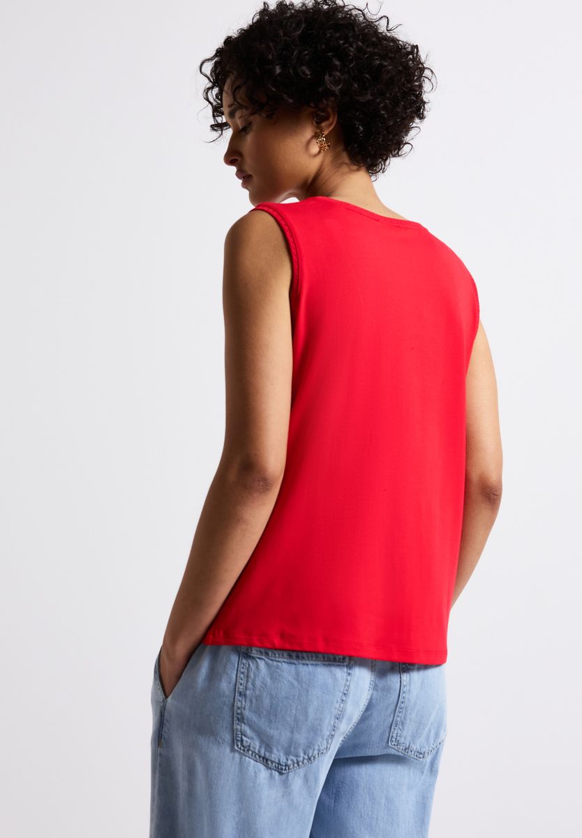 Jersey-Top mit Häkeldetails