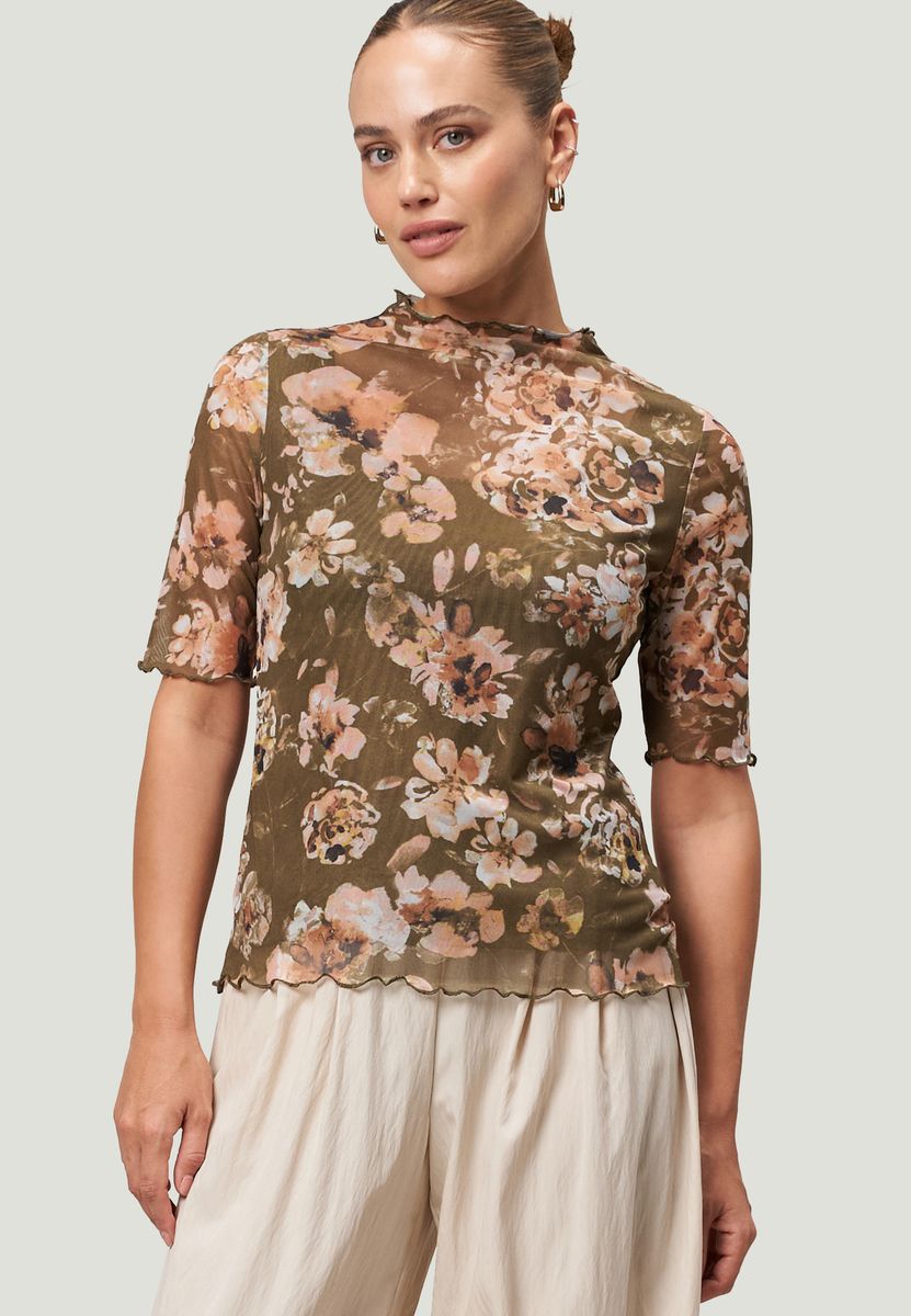 Mesh-Blumen-Shirt
