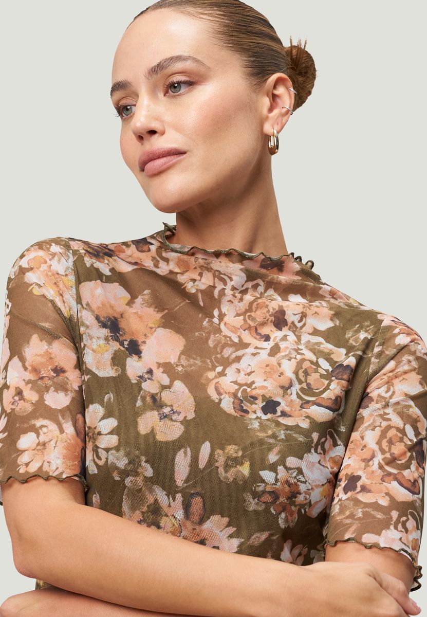 Mesh-Blumen-Shirt