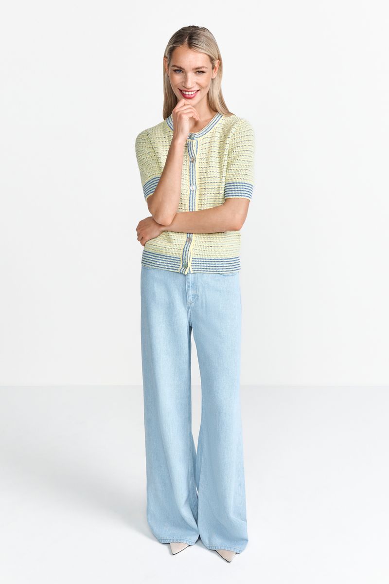 Striped towelling cardigan