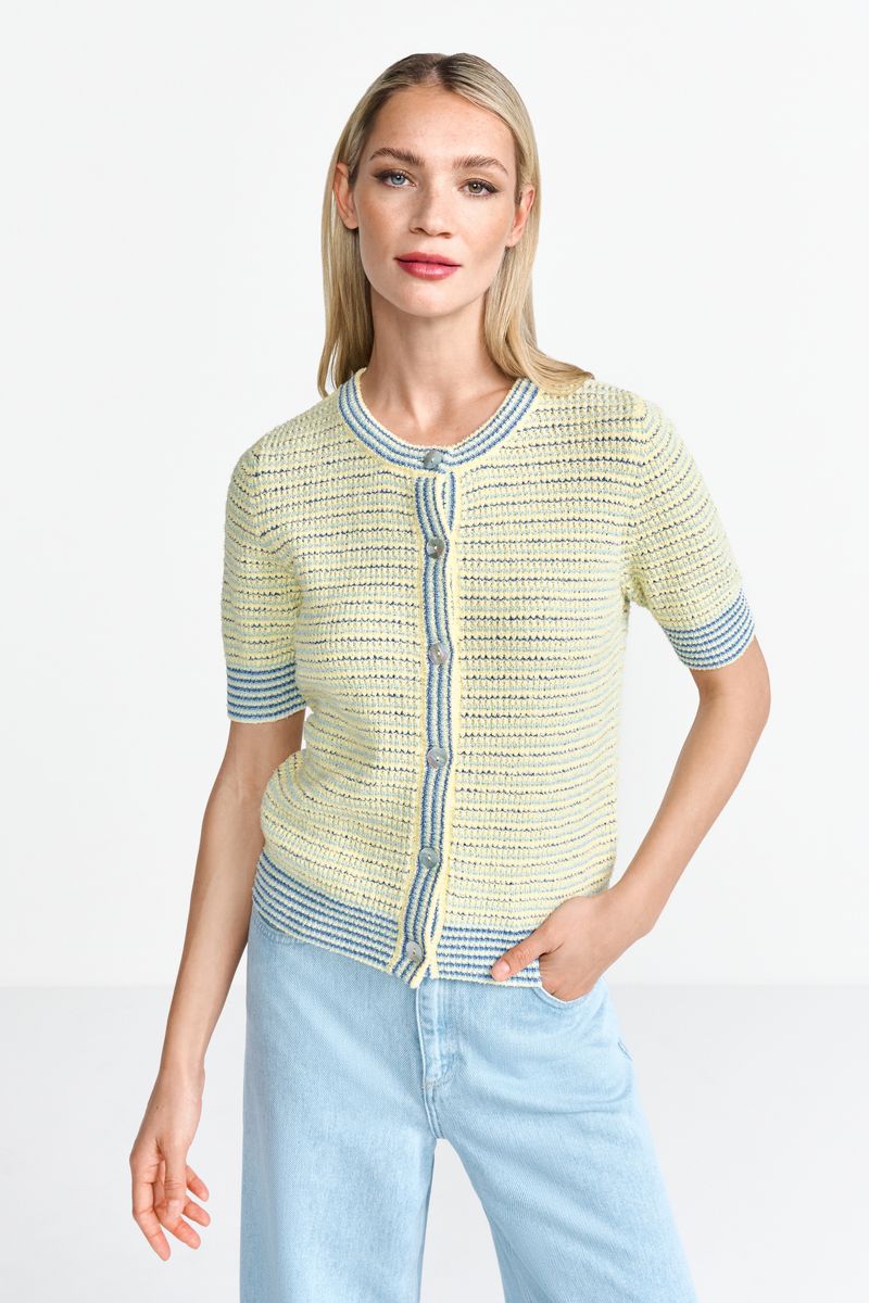 Striped towelling cardigan