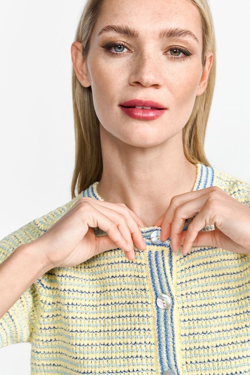 Striped towelling cardigan