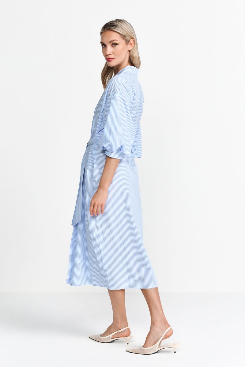 cotton midi dress with puff sleeves