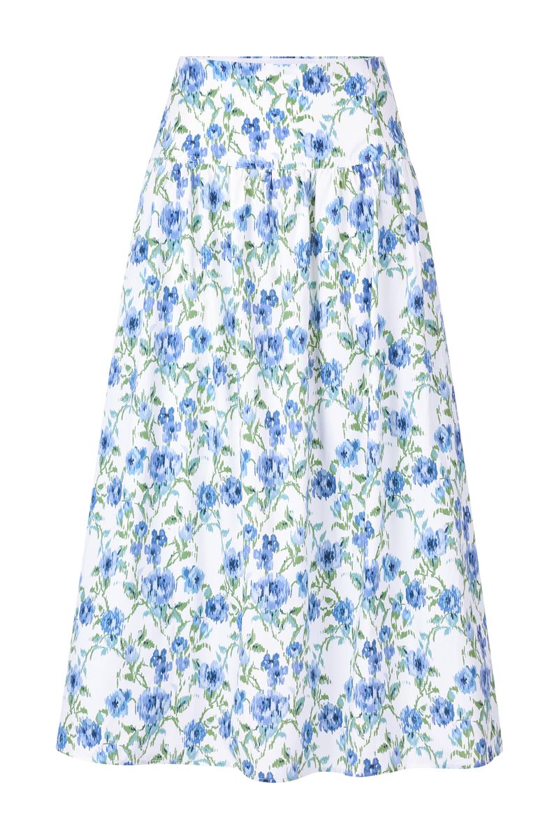 Printed cotton midi skirt