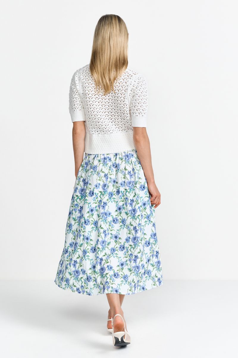 Printed cotton midi skirt