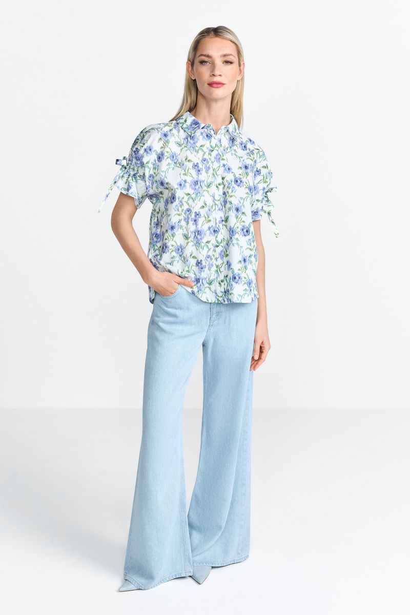 Printed cotton blouse with details