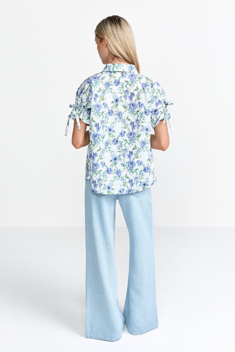 Printed cotton blouse with details