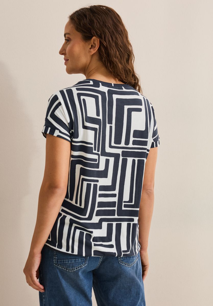 Print-Shirt mit Knopfdetail