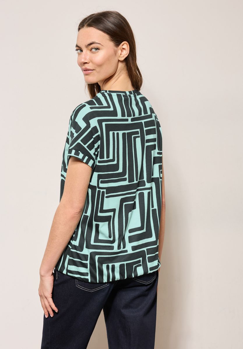Print-Shirt mit Knopfdetail
