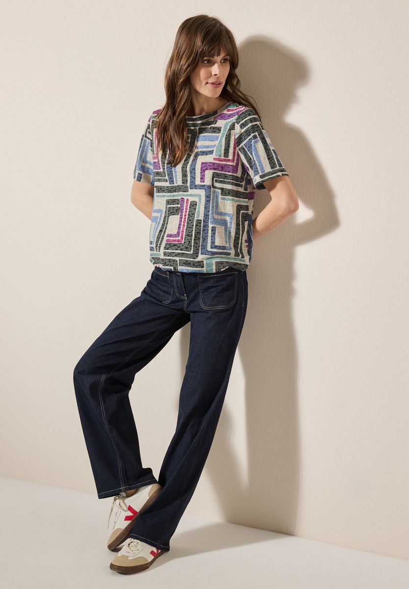 Gemustertes Ausbrenner-Shirt